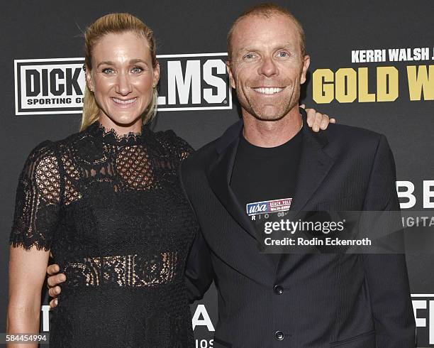 Three-time Olympic gold medalist Kerri Walsh Jennings and husband professional beach volleyball player Casey Jennings attend the premiere of "Kerri...