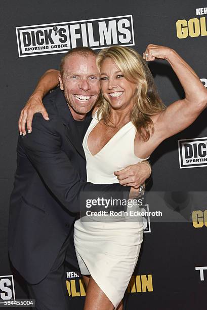 Professional beach volleyball player Casey Jennings and celebrity fitness instructor Denise Austin attend the premiere of "Kerri Walsh Jennings: Gold...