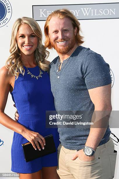 Kourtney Elizabeth and baseball third baseman Justin Turner arrive at the Los Angeles Dodgers Foundation Blue Diamond Gala at the Dodger Stadium on...