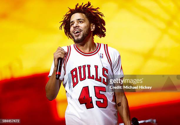 Recording artist J. Cole performs on day one of Lollapalooza on July 28, 2016 in Chicago, Illinois.