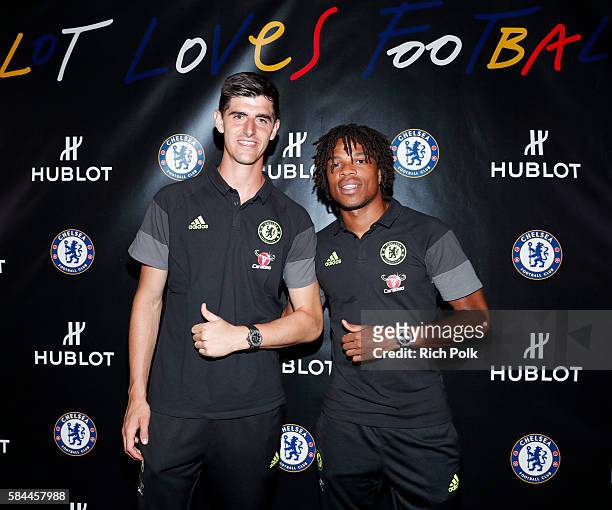 Football players Thibaut Courtois and Loïc Rémy attend Hublot x Chelsea FC event in Los Angeles at Sony Pictures Studios on July 28, 2016 in Culver...