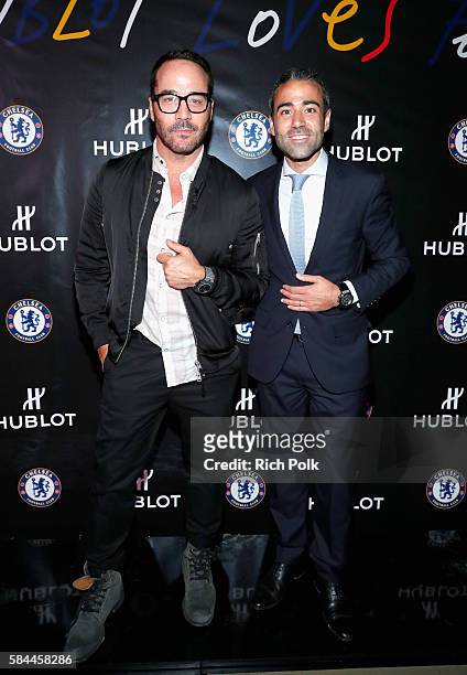 Actor Jeremy Piven and Hublot US Managing Director Jean-Francois Sberro attend Hublot x Chelsea FC event in Los Angeles at Sony Pictures Studios on...