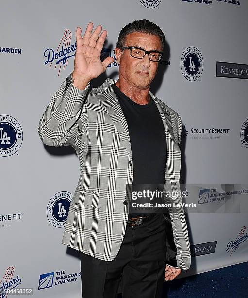 Actor Sylvester Stallone attends the Los Angeles Dodgers Foundation Blue Diamond gala at Dodger Stadium on July 28, 2016 in Los Angeles, California.
