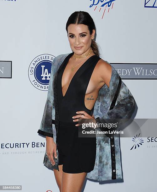 Actress Lea Michele attends the Los Angeles Dodgers Foundation Blue Diamond gala at Dodger Stadium on July 28, 2016 in Los Angeles, California.