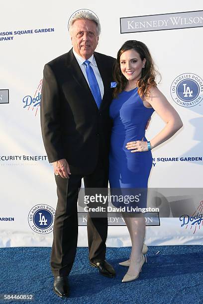Baseball athlete Rick Monday and guest arrive at the Los Angeles Dodgers Foundation Blue Diamond Gala at the Dodger Stadium on July 28, 2016 in Los...