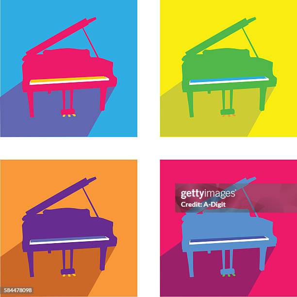 grand piano bright colors - piano keyboard clip art stock illustrations