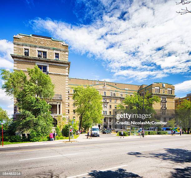 montreal notre-dame hospital sherbrooke straßeneingang - notre dame de montreal stock-fotos und bilder