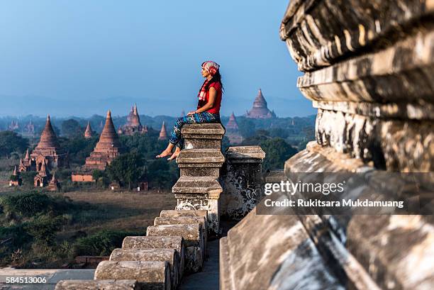 myanmar (burma), mandalay division, bagan, old bagan, ananda pagoda - pagan stockfoto's en -beelden