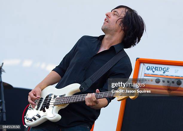 Musician Matt McJunkins of Eagles of Death Metal performs at Children's Mercy Park on July 17, 2016 in Kansas City, Kansas.