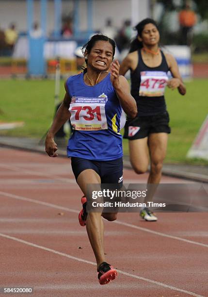 Dutee Chand seen in action during the 55th National Open Athletics Championships at SAI Complex on September 19, 2015 in Kolkata, India. She will be...