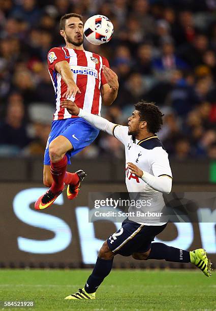 DeAndre Yedlin of Tottenham Hotspur and Sime Vrsaljko of Atletico de Madrid compete for the ball during 2016 International Champions Cup Australia...