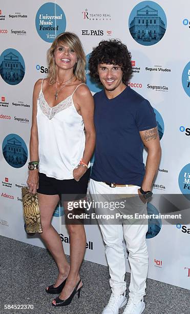 Arantxa de Benito and Agustin Etienne attend the concert of Manu Carrasco at Royal Theatre on July 28, 2016 in Madrid, Spain.
