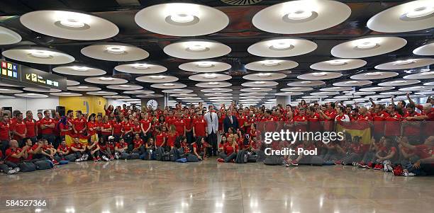 King Felipe VI Of Spain and Queen Letizia Of Spain attend the farewell for the Spanish Olympic Team participants in the Olympics Games "RIO 2016" at...