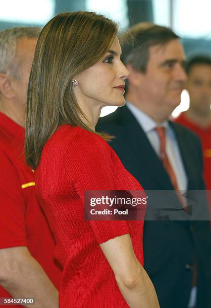 Queen Letizia Of Spain attends the farewell for the Spanish Olympic Team participants in the Olympics Games "RIO 2016" at Adolfo Suarez Airport on...