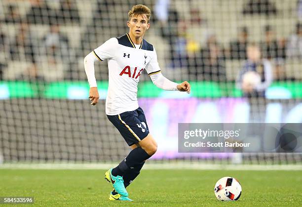 Tom Carroll of Tottenham Hotspur controls the ball during 2016 International Champions Cup Australia match between Tottenham Hotspur and Atletico de...