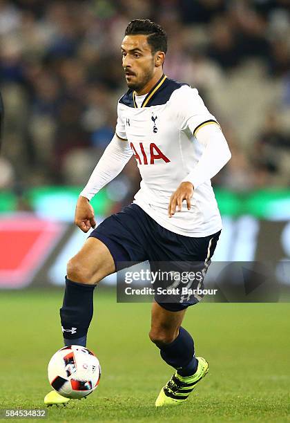 Nacer Chadli of Tottenham Hotspur controls the ball during 2016 International Champions Cup Australia match between Tottenham Hotspur and Atletico de...