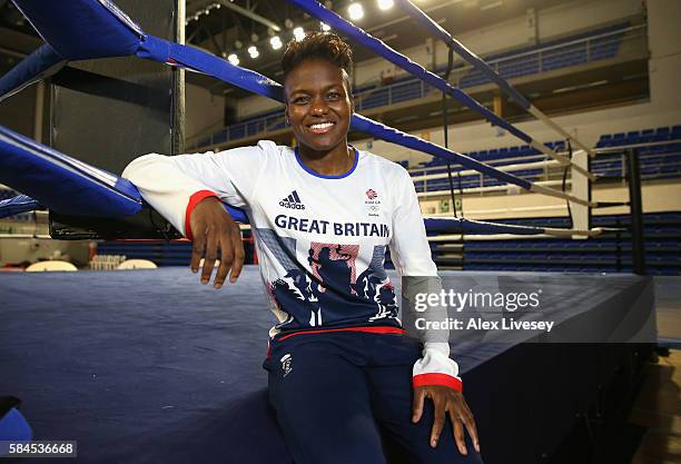 Nicola Adams of Great Britain poses for a portrait during a Team GB Boxing media access session at Minas Tennis Clube on July 29, 2016 in Belo...