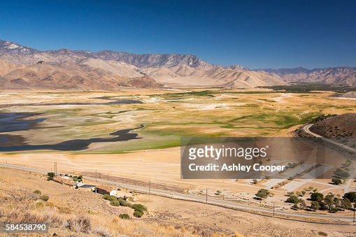 Lake Isabella near Bakersfield, East of California's Central valley is at less than 13% capacity following the four year long devastating drought. The reservoir has dropped so low, that the water level is below the outflow pipe.