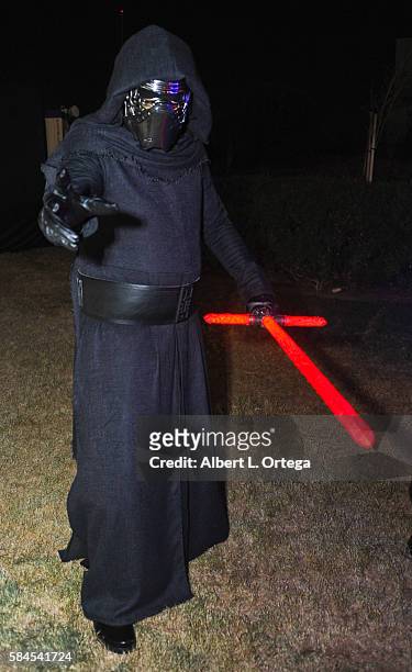 Cosplayer dressed as Kylo Ren from 'Star Wars: The Force Awakens' on day 1 of Comic-Con International 2016 at San Diego Convention Center on July 20,...