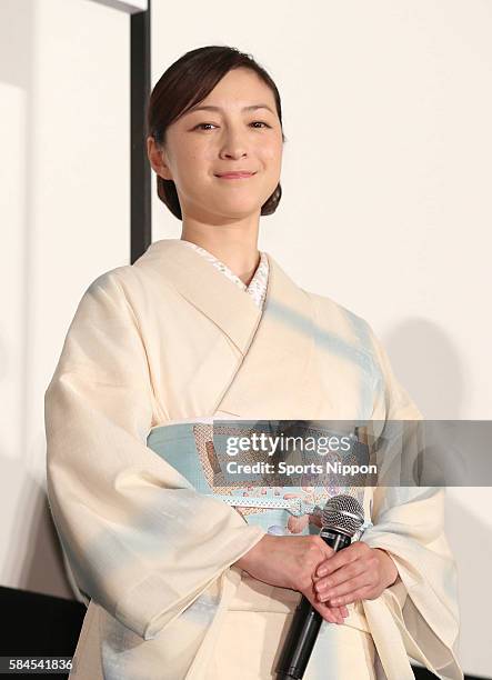 Actress/singer Ryoko Hirosue attends preview screening of the 'Snow on the Blades' on September 9, 2014 in Tokyo, Japan.