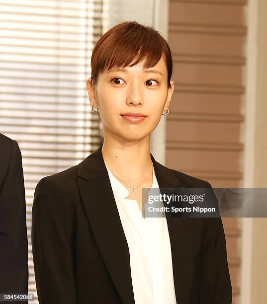 Actress Erika Toda attends the Fuji TV program press conference on June 25, 2015 in Tokyo, Japan.