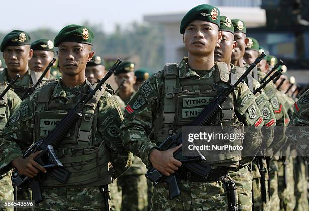 Special forces do a preparation security for summit World Islamic Economic Forum in Monas, Jakarta, Indonesia, July 28, 2016. Indonesia will host the...