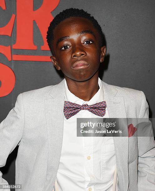 Actor Caleb McLaughlin attends the premiere of "Stranger Things" at Mack Sennett Studios on July 11, 2016 in Los Angeles, California.