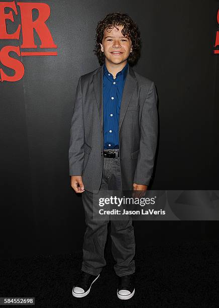 Actor Gaten Matarazzo attends the premiere of "Stranger Things" at Mack Sennett Studios on July 11, 2016 in Los Angeles, California.