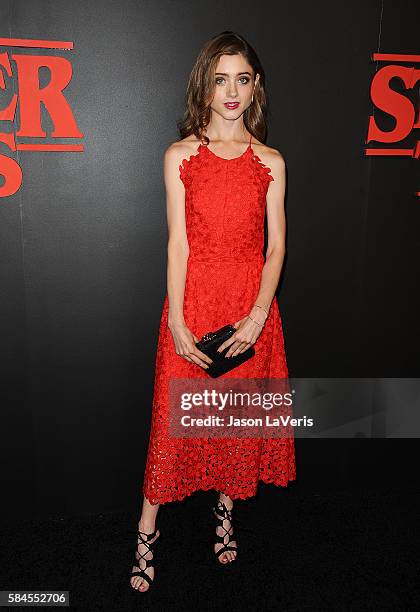 Actress Natalia Dyer attends the premiere of "Stranger Things" at Mack Sennett Studios on July 11, 2016 in Los Angeles, California.