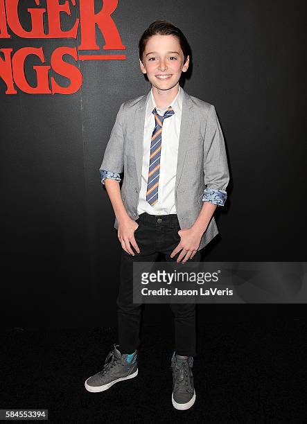 Actor Noah Schnapp attends the premiere of "Stranger Things" at Mack Sennett Studios on July 11, 2016 in Los Angeles, California.