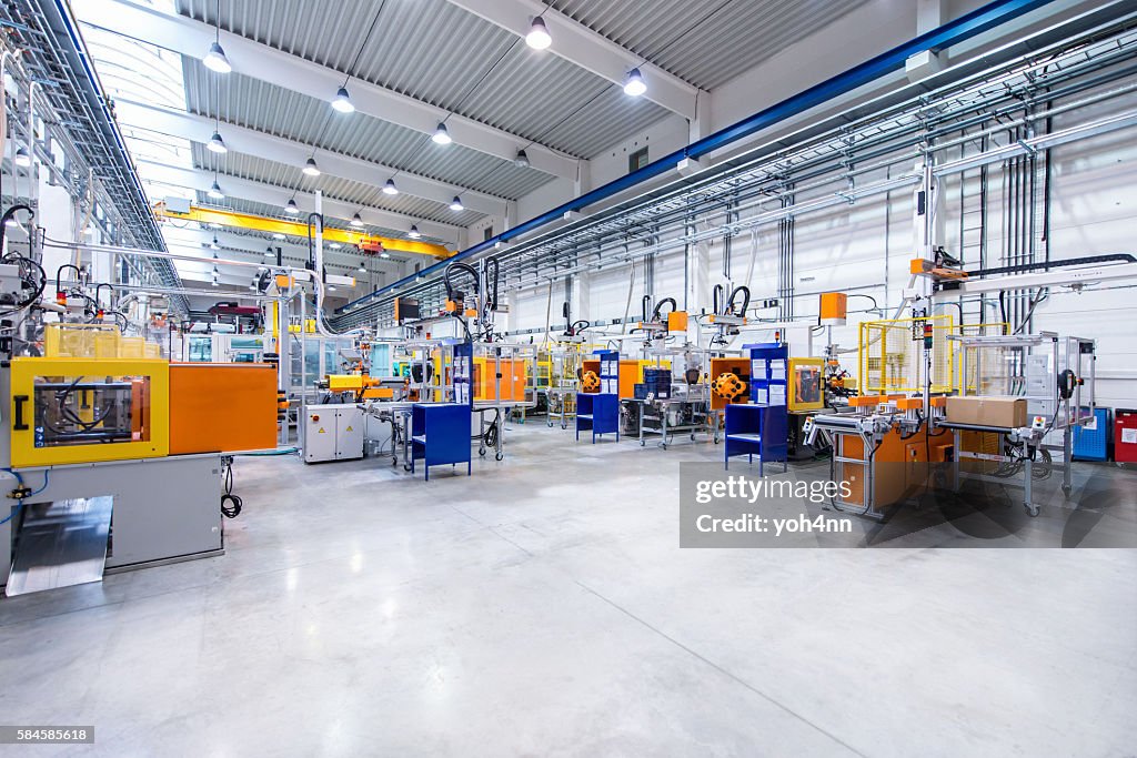 Futuristic machinery in production line
