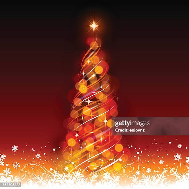 glowing christmas tree - christmas tree on fire stock illustrations