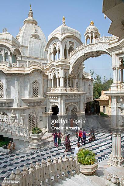 Tourists visiting Sri Krishna Balaram Mandir, a Gaudiya Vaishnava temple in the holy city of Vrindavan, Uttar Pradesh, India.