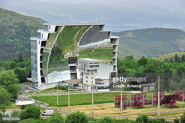 The solar furnace / Four solaire d'Odeillo at Odeillo in the Pyrenees-Orientales, Pyrenees, France.