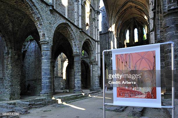 The Villers Abbey ruins, an ancient Cistercian abbey near Villers-la-Ville, Belgium.