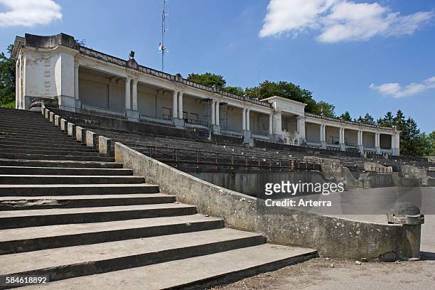 The stade des jeux at the Citadel / Castle of Namur along the river Meuse, Belgium.