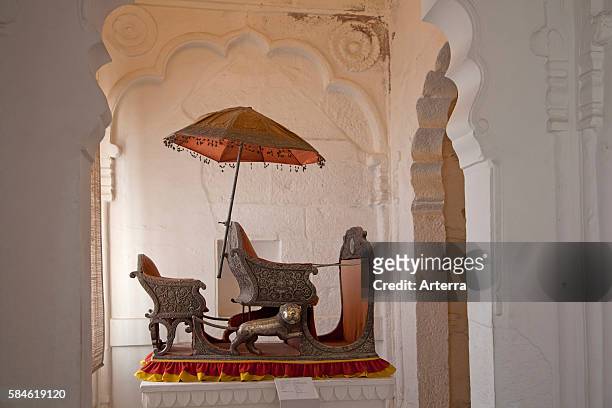 Seat of the Maharaja inside the Mehrangarh Fort in Jodhpur, Rajasthan, India.