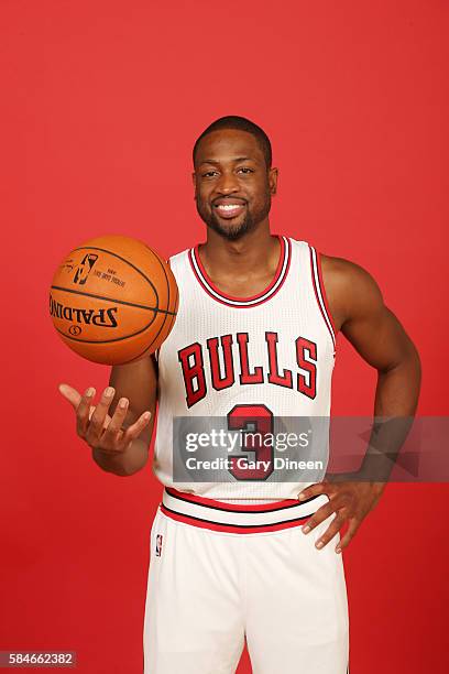 Dwyane Wade of the Chicago Bulls poses for a portrait after a press conference on July 29, 2016 at the Advocate Center in Chicago, Illinois. NOTE TO...