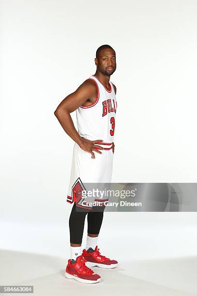 Dwyane Wade of the Chicago Bulls poses for a portrait after a press conference on July 29, 2016 at the Advocate Center in Chicago, Illinois. NOTE TO...