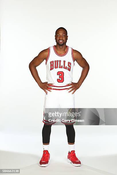 Dwyane Wade of the Chicago Bulls poses for a portrait after a press conference on July 29, 2016 at the Advocate Center in Chicago, Illinois. NOTE TO...
