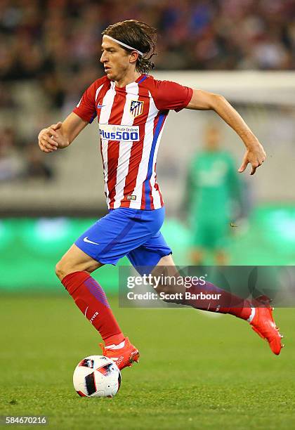 Filipe Luis of Atletico de Madrid controls the ball during 2016 International Champions Cup Australia match between Tottenham Hotspur and Atletico de...