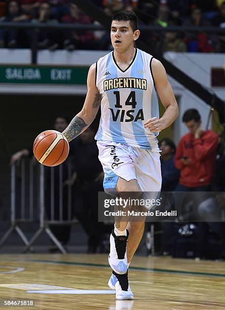 Gabriel Deck of Argentina drives the ball to the basket during a match between Argentina and Croatia as part of Super 4 at Orfeo Superdomo on July...