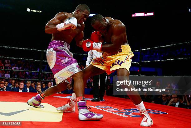 Thomas Williams Jr. Of the US. Punches Adonis Stevenson of Canadaduring their WBC light heavyweight championship fight at the Centre Videotron on...