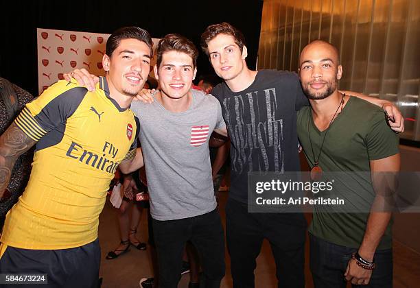 Soccer player Hector Bellerin, actors Gregg Sulkin, Daniel Sharman, and Kendrick Sampson attend PUMA and Arsenal Football Club 2016/17 AFC Away &...