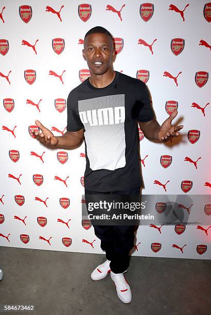 Actor Jamie Foxx attends PUMA and Arsenal Football Club 2016/17 AFC Away & Third Kit reveal event on July 29, 2016 in Culver City, California.