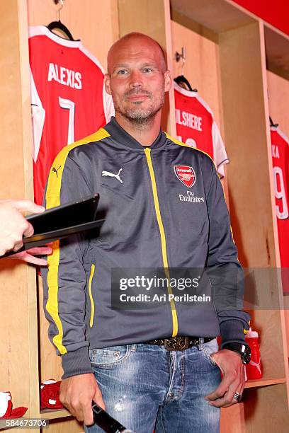 Soccer player Fredrik Ljungberg attends PUMA and Arsenal Football Club 2016/17 AFC Away & Third Kit reveal event on July 29, 2016 in Culver City,...