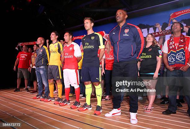 Soccer player Fredrik Ljungberg, Hector Bellerin of Away, Santi Cazorla of Home, Nacho Monreal of The Third, actor Jamie Foxx attends PUMA and...