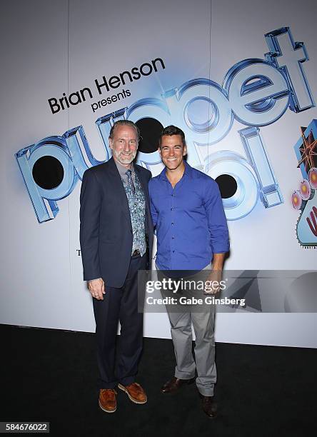 Creator/producer Brian Henson and comedian/juggler Jeff Civillico attend Brian Henson presents "Puppet Up! - Uncensored" at The Venetian Las Vegas on...