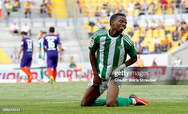 Charly Musonda of Real Betis reacts during the Bundeswehr Karriere Cup Dresden 2016 match between Werder Bremen and Real Betis at DDV-Stadion on July...