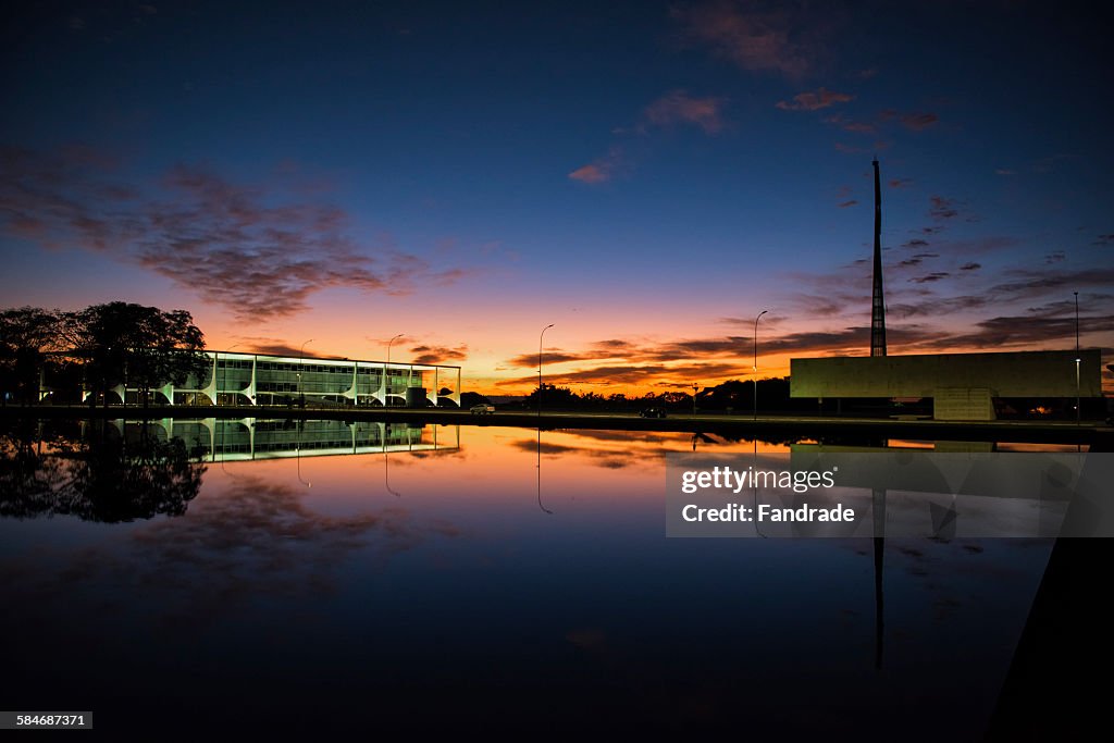 Brasilia palace of the plateau at sunrise